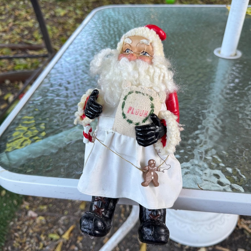 Vintage Paper Mache Santa Claus Shelf Sitter Baker Figurine Kitchen Holiday Xmas